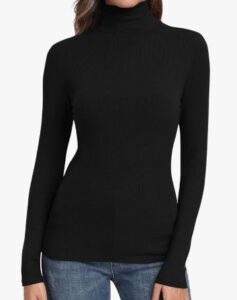 This classic black turtleneck will keep you warm and comfy during chilly nights having dinner with friends or enjoying a date night.